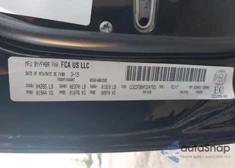 2015 Dodge Dart Sxt z USA, uszkodzony, nr VIN 1C3CDFBBXFD247521